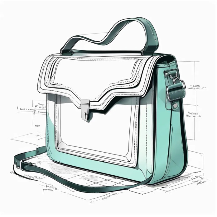 Smart bag NyXaura - sketch design del prodotto innovativo, made in Italy